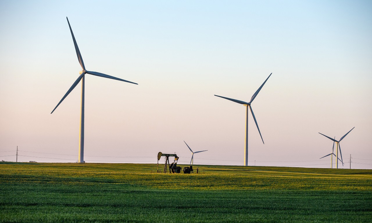 Energy Production on a Kansas Wind Farm in Pratt, KS, United States