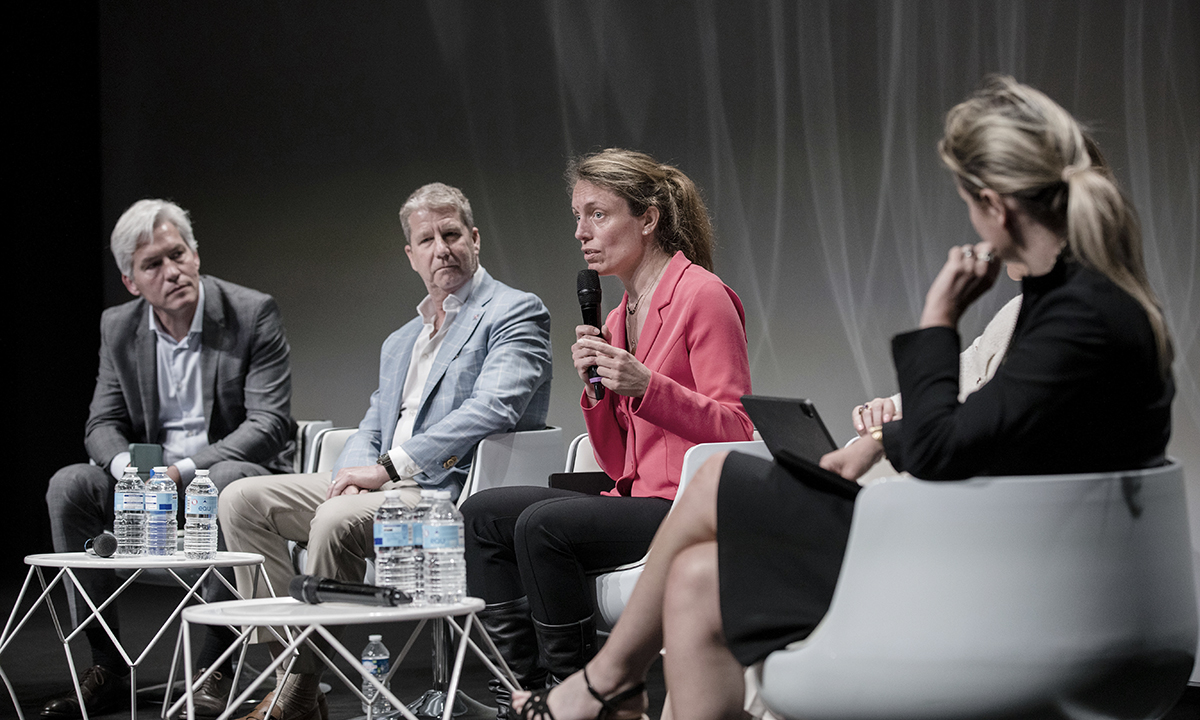 The Global Mobility Executive Forum, in station F, in Paris, France on May 24, 2023.PanelEcosystems for a circular and resilient economyBekaert – Anne-Françoise Versele, Head of SustainabilityBristow – David Stepanek, Executive Vice President and Chief Transformation Officer Institut Montaigne – Cécile Maisonneuve, Senior FellowUber – Laureline Serieys, General Manager FranceWabtec Corporation – Lilian Leroux, Chief Strategy and Sustainability OfficerFacilitator: Fabian Brandt, Partner, Oliver Wyman© Marlène Awaad