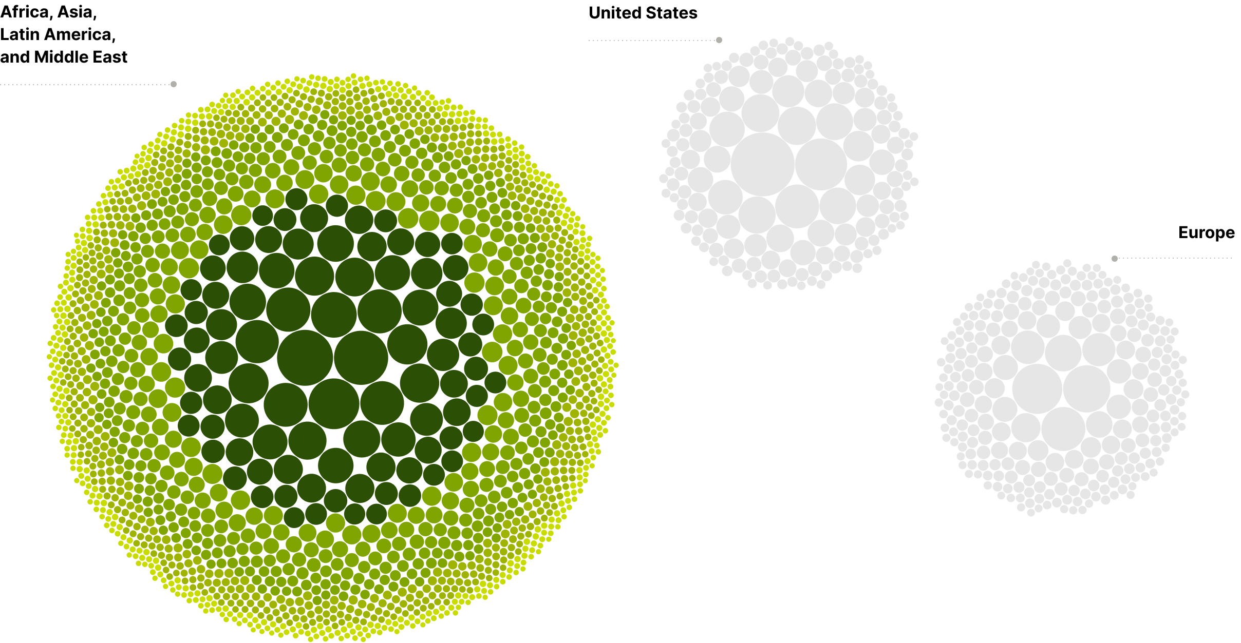 Chart presents 1,500 cities in Africa, Asia, Latin America, and Middle East in which Tokyo, Seoul, and Singapore are among the most populated cities, and Acarigua and Merida are among the least populated.