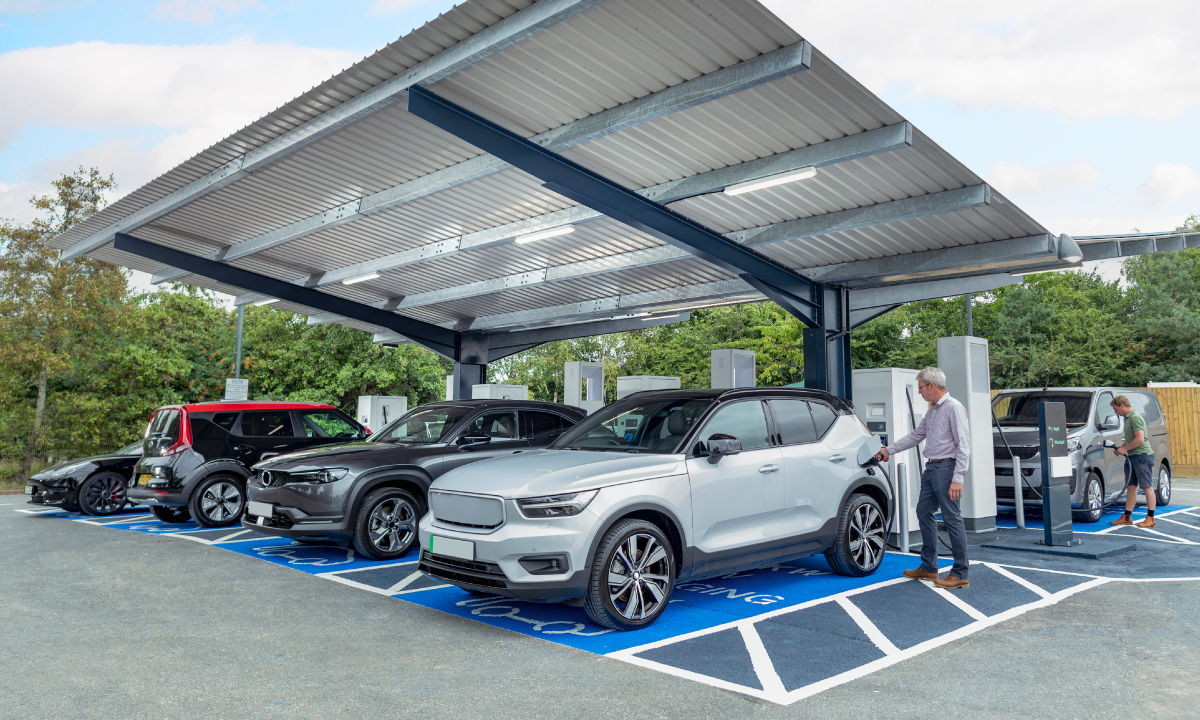 An electric vehicle charging station.