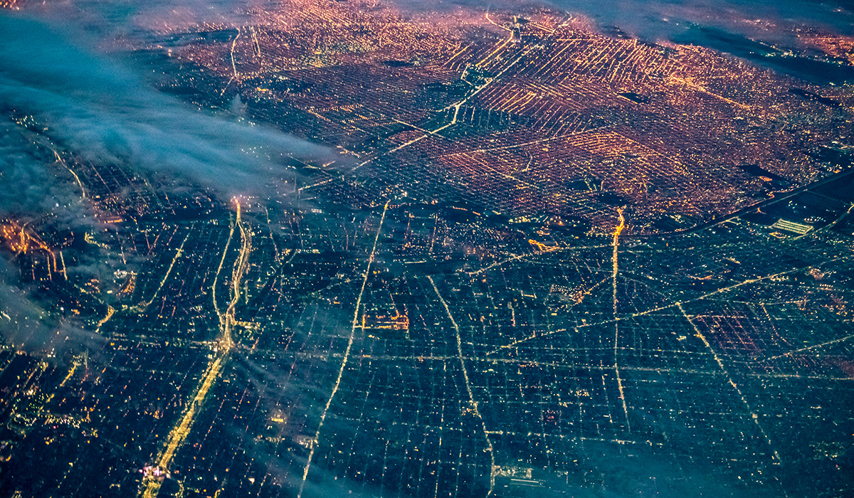 developing city aerial shot